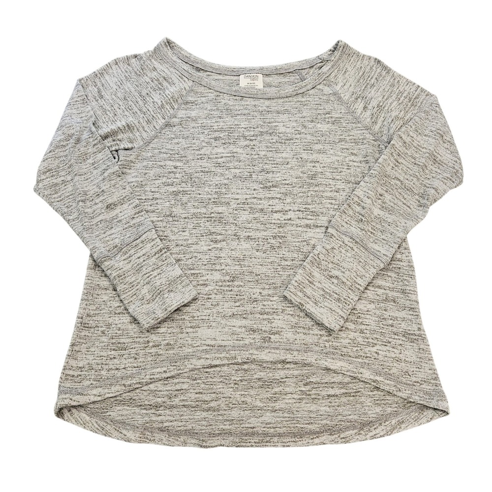 Danskin Now Womens‎ Medium Grey Heather Space Dye Thumbhole High Low Active Top
